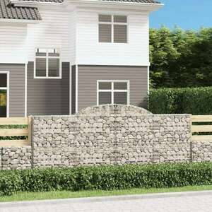 vidaXL 12 db íves horganyzott vas gabion kosár 300x50x120/140 cm kép