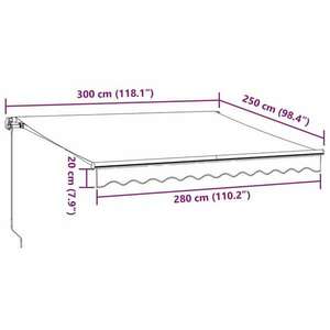 vidaXL barna kézzel kihúzható napellenző 300 x 250 cm kép