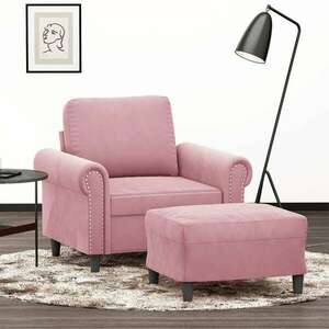 vidaXL rózsaszín bársony kanapéfotel lábtartóval 60 cm kép
