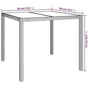 vidaXL barna polyrattan és edzett üveg kerti asztal 90 x 90 x 75 cm kép