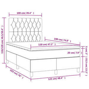 vidaXL krémszínű szövet rugós és LED-es ágy matraccal 120x190cm kép