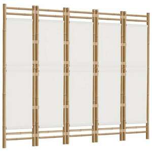 5 paneles összecsukható bambusz és vászon térelválasztó 200 cm kép