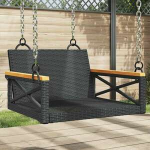 vidaXL fekete polyrattan hintapad 63 x 62 x 40 cm kép