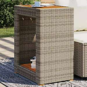 vidaXL szürke polyrattan falapos kerti kisasztal 60x40x75 cm kép