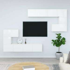 vidaXL magasfényű fehér falra szerelhető szerelt fa TV-szekrény kép