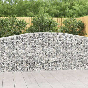 vidaXL 5 db íves horganyzott vas gabion kosár 400x50x100/120 cm kép