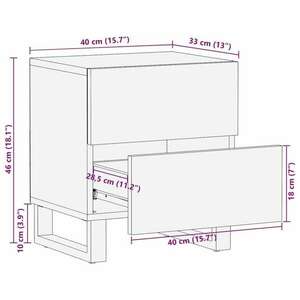 vidaXL 2 db tömör mangófa éjjeliszekrény 40 x 33 x 46 cm kép