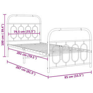 vidaXL fehér fém ágykeret fej- és lábtámlával 80x200 cm kép