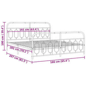 vidaXL fekete fém ágykeret fej- és lábtámlával 160 x 200 cm kép