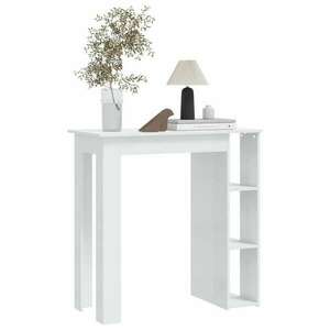 Magasfényű fehér forgácslap bárasztal polccal 102x50x103, 5 cm kép