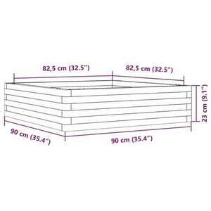 vidaXL viaszbarna tömör fenyőfa kerti virágláda 90 x 90 x 23 cm kép