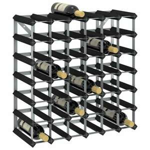 vidaXL fekete tömör fenyőfa bortartó állvány 42 palackhoz kép