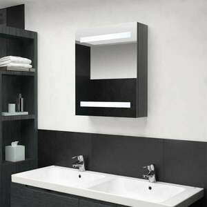 vidaXL fényes szürke LED-es tükrös fürdőszobaszekrény 50 x 14 x 60 cm kép
