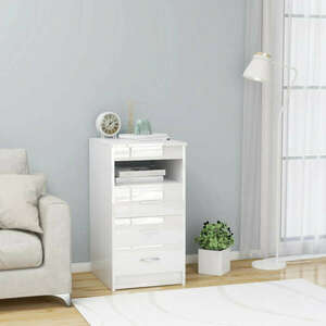 magasfényű fehér szerelt fa fiókos szekrény 40 x 50 x 76 cm kép