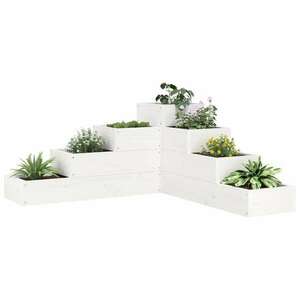 vidaXL fehér 4 szintes tömör fenyőfa kerti virágtartó 80, 5x79x36 cm kép