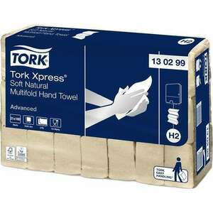 TORK Kéztörlő, Interfold hajtás, 2 rétegű, 180 lap, H2 rendszer, Advanced, TORK "Xpress Soft Multifold", natúr kép