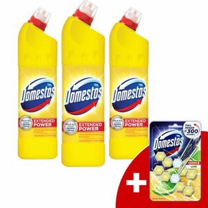 Domestos Extended Power fertőtlenítő hatású folyékony Tisztítószer Citrus 3x750ml + Ajándék Domestos WC rúd kép