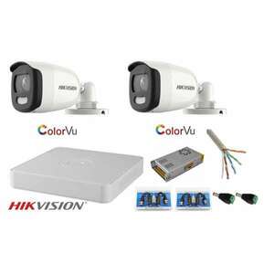 CCTV rendszer: Hikvision, 2 kamera, 2MP Ultra HD Color VU teljes munkaidőben (színes éjszaka), 4 csatornás DVR kép