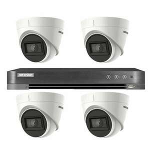 Videó felügyeleti rendszer Hikvision 4 kamerák beltéri 4 az 1-ben, 8MP, 2.8 lencse, IR 60m, 4 csatornás DVR 4K 8MP kép