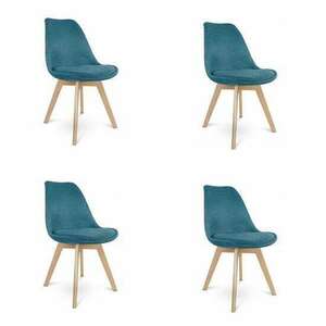 Skandináv stílusú székek, szövet, fa, tengeri zöld, szett 4 db, 49x55x82 cm kép