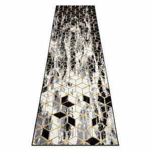 Modern GLOSS szőnyeg, futószőnyeg 409A 82 Kocka elegáns, glamour, art deco fekete / szürke / arany 60x300 cm kép