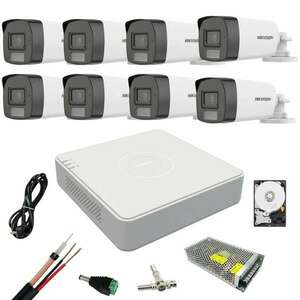 Hikvision 8 kamerás Dual Light Monitorehre Kit 5 MP White Light 40 IR 40 8 csatornás DVR 8 MP kemény, tartozékok kép