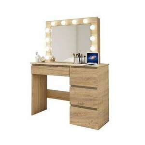 Fésülködőasztal/smink, wotan tölgy, tükörrel és LED-ekkel, 94x43x141 cm kép