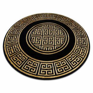 Modern GLOSS szőnyeg kör 6776 86 elegáns, keret, görög fekete / arany kerék 150 cm kép