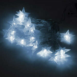 Csillag alakú karácsonyi 20 LED fényfüzér, elemes - hideg fehér kép