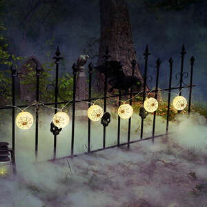Garden of Eden napelemes lámpa, Parti dekor lampion, Szolár lampion fényfüzér -Halloween-i lampion fényfüzér - pókos, fehér - 7, 5 x 165 cm - 2 x AA elemes - 58172 kép