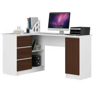 Sarok íróasztal - Akord Furniture - 155 cm - fehér / wenge (bal) kép