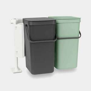 Brabantia Sort & Go 2x16 literes hulladékgyűjtő szemetes - Világoszöld/Sötétszürke kép