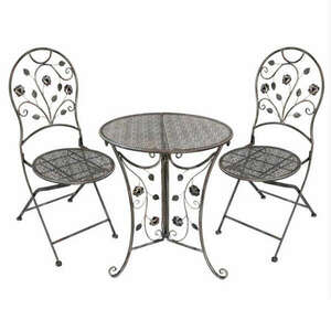 Elba fém kerti bútorkészlet, 2 összecsukható szék, 1 asztal, szürke kép
