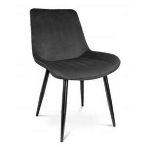 Skandináv stílusú szék, bársony, fém, fekete, 54x61x83 cm, Viva kép