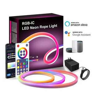 RSH® LD05 - SMART, RGB LED Neoncsík - 5 méter, irányítás: Applikáció &amp; távirányító, 16 mill. szín, 4 világítási mód, falra ragasztható, IP68 vízálló kép