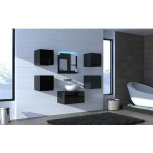 Venezia Alius A25 fürdőszobabútor szett + mosdókagyló + szifon (fényes fekete) kép