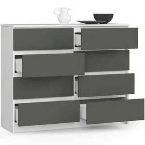 Komód Akord Furniture K120-8, fehér-szürke kép