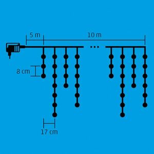 Home KKF308/WH KKF308 LED-es jégcsap fényfüggöny kültérre és beltérre KKF 308/WH hidegfehér 10m hosszú 8 programos magas fényű 300db LED időzítővel kép