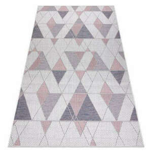 Fonott sizal szőnyeg SION Geometriai, háromszögek 3006 lapos szövött ecru / rózsaszín 180x270 cm kép