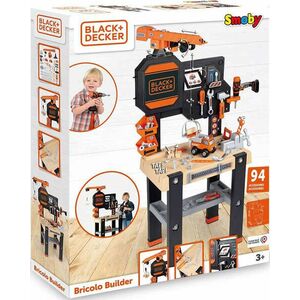 Smoby Black &amp; Decker Bricolo Builder játék szerelőasztal daruval, fúrógéppel és 94db kiegészítővel kép