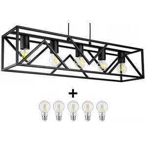 Glimex CAGE állítható függőlámpa fekete 5x E27 + ajándék LED izzó kép