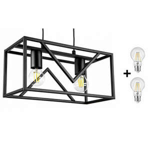 Glimex CAGE állítható függőlámpa fekete 2x E27 + ajándék LED izzó kép