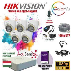 Hikvision 2MP ColorVU 5 Kamerás Szereld Magad TurboHD Csomag RJ45 balunnal kép