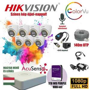 Hikvision 2MP ColorVU 7 Kamerás Szereld Magad TurboHD Csomag RJ45 balunnal kép