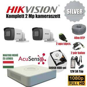 Hikvision 2MP SILVER ACUSENSE TurboHD prémium kamera rendszer 2db kamerával és 500GB HDD-vel kép