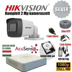 Hikvision 2MP SILVER ACUSENSE TurboHD prémium kamera rendszer 1db kamerával és 500GB HDD-vel kép