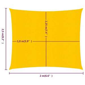 vidaXL sárga négyszögletű HDPE napvitorla 160 g/m² 2x2, 5 m kép