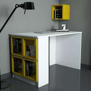 Box fehér-sárga íróasztal 120 x 65 x 75 cm kép