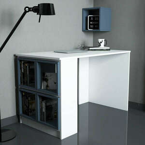 Box fehér-kék íróasztal 120 x 65 x 75 cm kép