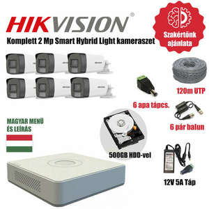 Hikvision 2MP TurboHD prémium kamera rendszer 6db kamerával és 500GB HDD-vel kép